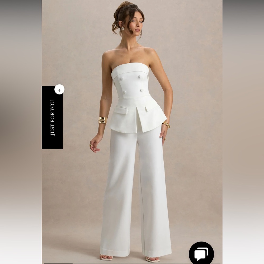 Club L London Noemi White Bandeau Tailored Jumpsuit